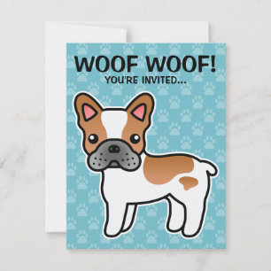 Red Piebald Cartoon French Bulldog Einladung