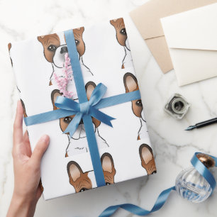 Red Piebald French Bulldog Cartoon Dog Pattern Geschenkpapier
