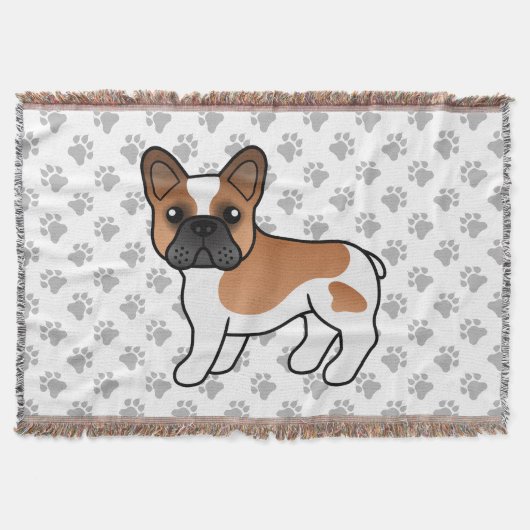 Red Piebald French Bulldog Niedlicher Cartoon Dog Decke (Vorderseite)