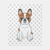 Red Piebald French Bulldog Niedlicher Cartoon Dog Fleecedecke (Vorderseite)