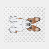 Red Piebald French Bulldog Niedlicher Cartoon Dog Fleecedecke (Vorderseite (Horizontal))