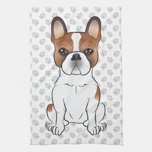 Red Piebald French Bulldog Niedlicher Cartoon Dog Geschirrtuch