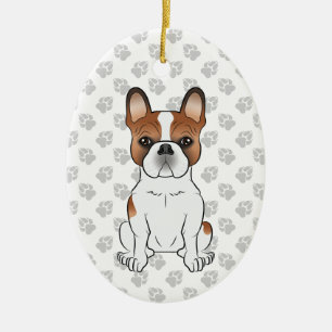 Red Piebald French Bulldog Niedlicher Cartoon Dog Keramik Ornament