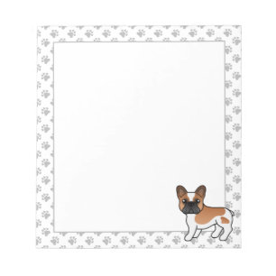 Red Piebald French Bulldog Niedlicher Cartoon Dog Notizblock