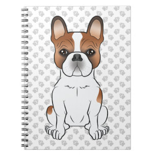 Red Piebald French Bulldog Niedlicher Cartoon Dog Notizblock