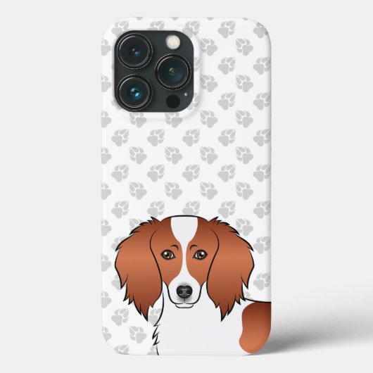 Red Piebald Long Hair Dackel Cartoon Dog Head Case-Mate iPhone Hülle (Rückseite)