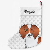 Red Piebald Long Hair Dackel Cartoon Dog Head Kleiner Weihnachtsstrumpf (Rückseite)