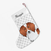 Red Piebald Long Hair Dackel Cartoon Dog Head Kleiner Weihnachtsstrumpf (Rückseite (Hängend))