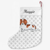 Red Piebald Long Hair Dackel Cartoon Dog & Name Kleiner Weihnachtsstrumpf (Rückseite)