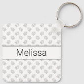 Red Piebald Long Hair Dackel Cartoon Dog & Paws Schlüsselanhänger (Rückseite)