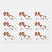Red Piebald Long Hair Dackel Dog Pattern & Paws Geschenkpapier Set (Vorderseite 3)