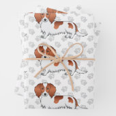 Red Piebald Long Hair Dackel Dog Pattern & Paws Geschenkpapier Set (Beispiel)