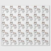 Red Piebald Siberian Husky Niedlich Dog Pattern Geschenkpapier (Flach)
