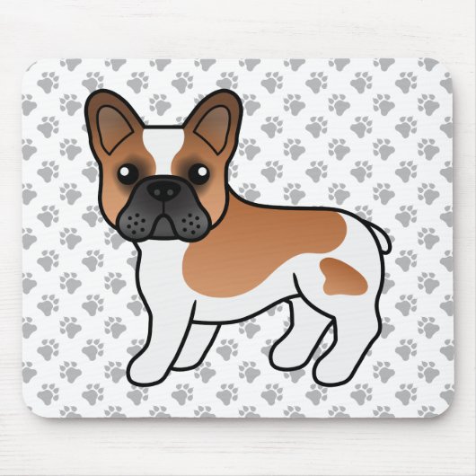 Red Pied French Bulldog Cute Cartoon Dog Mousepad (Vorne)