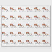 Red Pied Long Hair Dackel Cartoon Dog Muster Geschenkpapier (Flach)