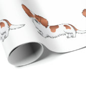 Red Pied Long Hair Dackel Cartoon Dog Muster Geschenkpapier (Rolleneckpunkt)