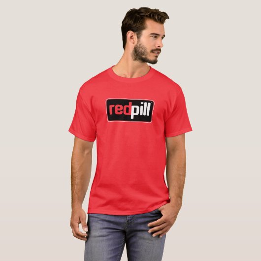 Red Pill™ Text Black Logo Red T - Shirt (Vorne ganz)