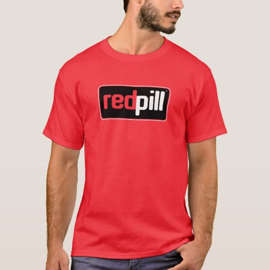 Red Pill™ Text Black Logo Red T - Shirt (Vorderseite)