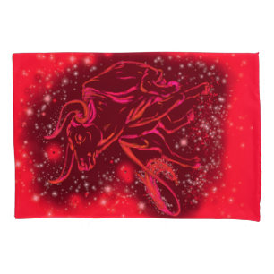 Red Pillow Case Bull läuft in der Starry Night Kissenbezug