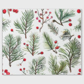 Red Pine & Berries Design Geschenkpapier (Flach)