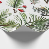 Red Pine & Berries Design Geschenkpapier (Ecke)