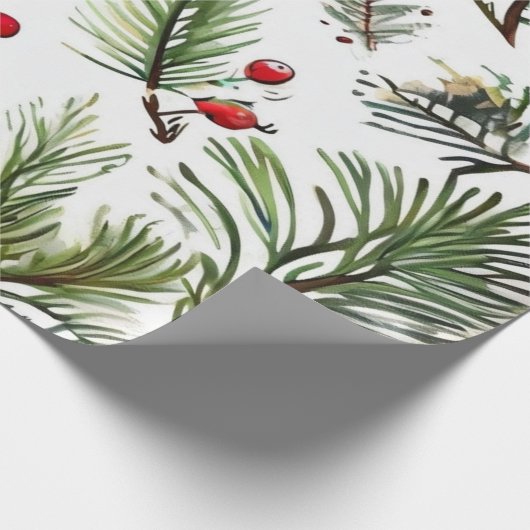 Red Pine & Berries Design Geschenkpapier (Ecke)