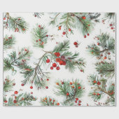 Red Pine & Berries Design Geschenkpapier (Flach)