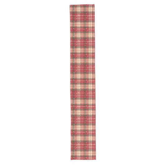Red & Pine Green Holiday Plaid Table Runner Großer Tischläufer (Vorderseite)