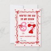 Red Pink 6 7 Meme Coquette Bow Valentines Day Card Mitteilungskarte (Vorderseite)