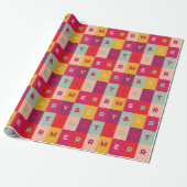 Red Pink Aqua Yellow Merry and Bright Checkers Geschenkpapier (Ungerollt)