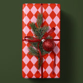 Red Pink Argyle Wrapping Paper Geschenkpapier
