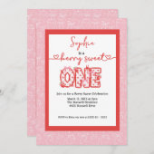 Red & Pink Berry Sweet One Girl 1st Birthday Party Einladung (Vorne/Hinten)