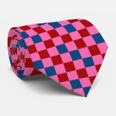 Red Pink Blue Checkered Pattern Design  Krawatte (Gerollt)