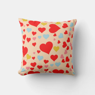 Red Pink Blue Colorful Simple Heart Y2K Muster Kissen