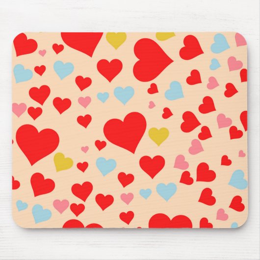 Red Pink Blue Colorful Simple Heart Y2K Muster Mousepad (Vorne)