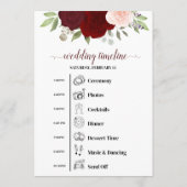 Red & Pink Boho Roses Wedding Events & Timeline Programm (Rückseite)