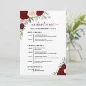 Red & Pink Boho Roses Wedding Events & Timeline Programm (Stehend Vorderseite)