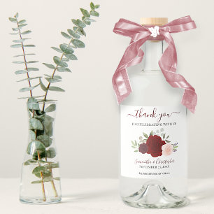 Red & Pink Boho Wasserfarbe Rose Hochzeit Vielen D Alkoholflaschenetikett