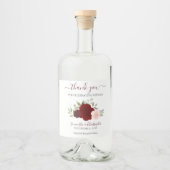 Red & Pink Boho Wasserfarbe Rose Hochzeit Vielen D Alkoholflaschenetikett (Vorderseite)