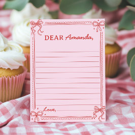 Red Pink Bow Cake Time Capsule Note Message Card Dankeskarte