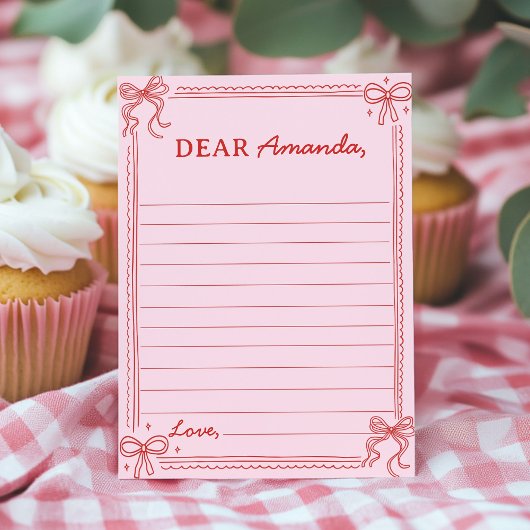 Red Pink Bow Cake Time Capsule Note Message Card Dankeskarte