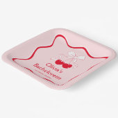Red Pink Bow Cherrry auf Top Bachelorette Pappteller (Gewinkelt)