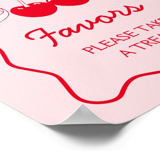 Red Pink Bow Cherry Baby Dusche Gefallen Poster (Ecke)