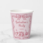 Red Pink Bow Galentine's Party Pappbecher (Rückseite)