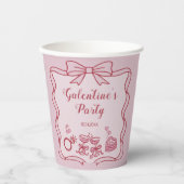 Red Pink Bow Galentine's Party Pappbecher (Vorderseite)