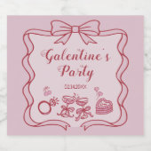 Red Pink Bow Galentine's Party Schaumweinetikett (Einzelnes Label)