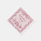 Red Pink Bow Galentine's Party Serviette (Ecke)