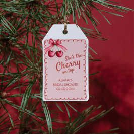 Red Pink Bow Sie ist die Kirsche am oberen Brautpa Geschenkanhänger