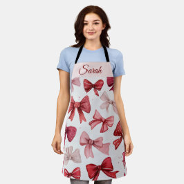 Red & Pink Bows Personalized Christmas Apron Schürze