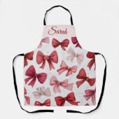 Red & Pink Bows Personalized Christmas Apron Schürze (Vorderseite)